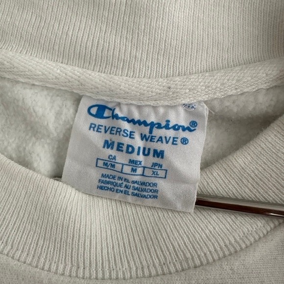 Champion Reverse Weave Mens Medium White East Hampton New York Crewneck Sweater - Picture 3 of 11